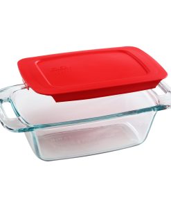 Pyrex Easy Grab 1.5-quart Glass Loaf Pan with Red Lid